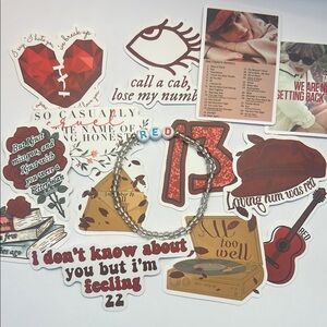 Taylor Swift “RED” Album Gift Bundle - Bracelet & Vinyl Stickers‎ NEW